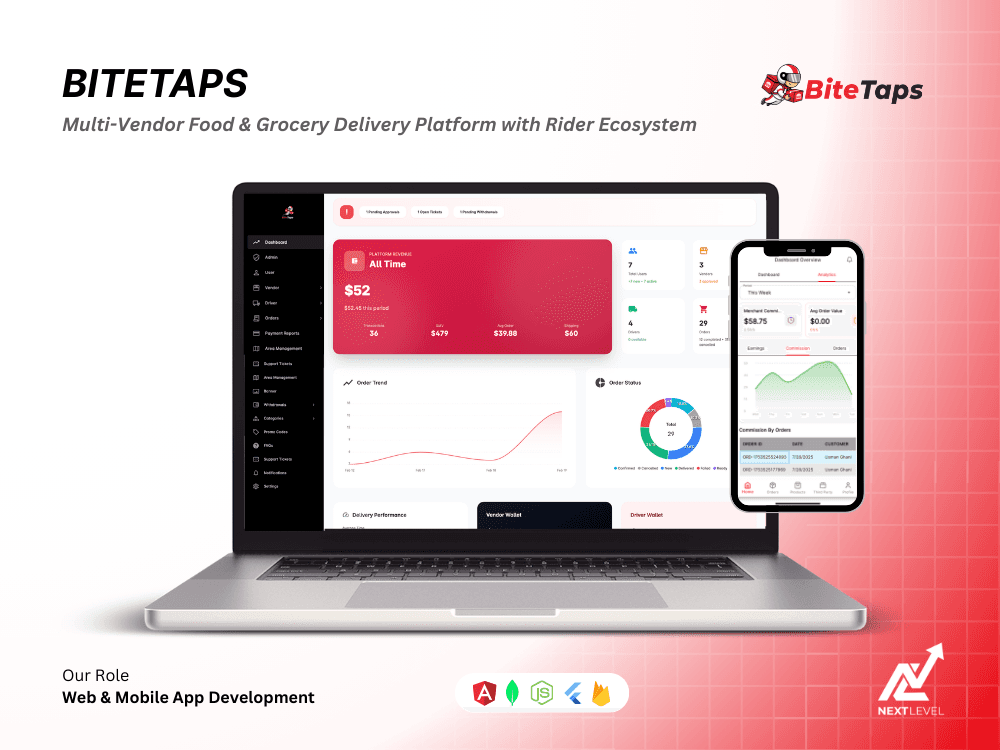 BiteTaps — Multi-Vendor Food & Grocery Delivery Platform with Rider Ecosystem app screenshot