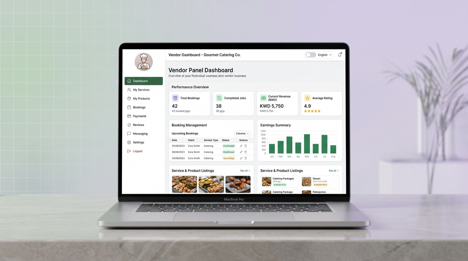 Vendor Dashboard — Web