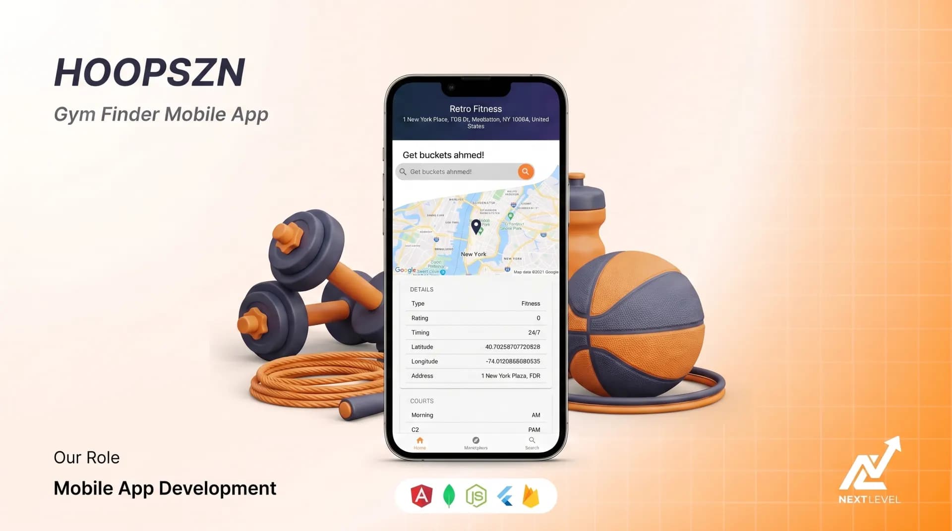 HoopSzn gym discovery and court booking app